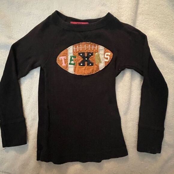 XS (2.4) Hip Together black lobby crew neck sleeve ribbed “Texas” football shirt - Picture 1 of 10